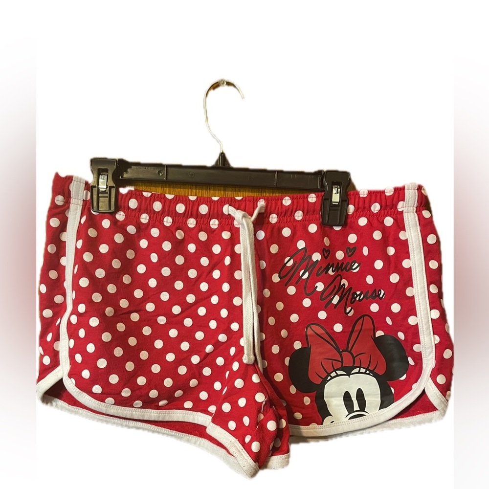 NWOT Disney Red and White polka dot Athletic Shorts with Minnie Mouse Design